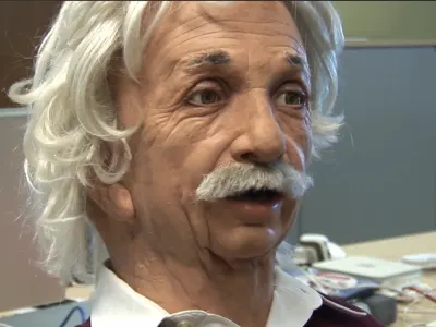 Hanson Robotics’ Professor Einstein shows how desktop humanoids are being packaged for education and interaction